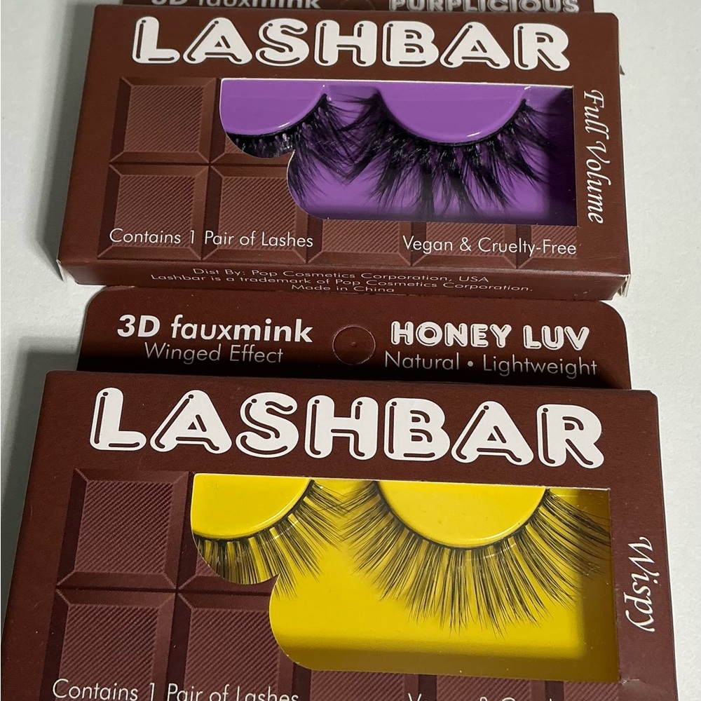 2 LASHBAR Honey Luv - Purplicious 3D Fauxmink Winged Effect Wispy Lashes New